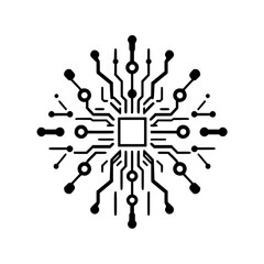 Abstract Technology Circuit Board: A Modern Digital Network Design.  Illustrative Vector Graphic of a Microchip System.  Conceptual Image Representing Innovation and Connection in the Tech World.
