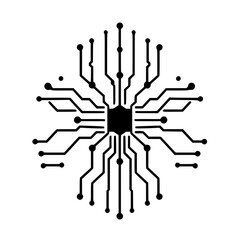 Abstract Technology Circuit Board Design:  A captivating graphic representing digital networks, communication, and modern innovation through interconnected lines and patterns.