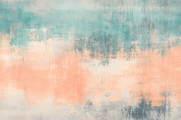 clean canvas with soft teal and peach accents, creating calming and serene atmosphere. textured background adds depth and warmth to any space