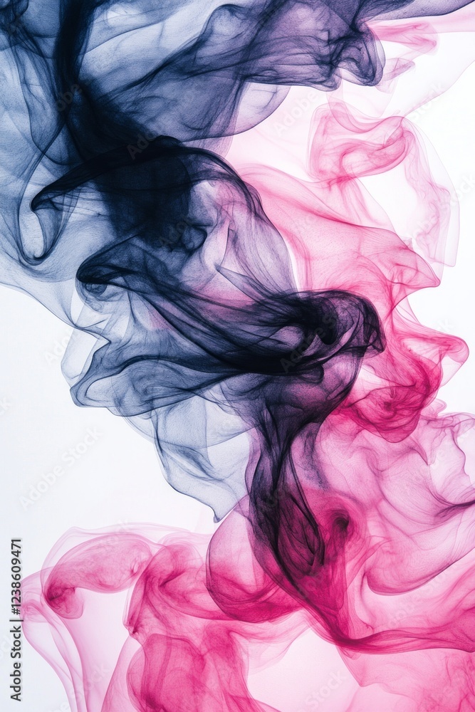 Aufkleber flowing swirls of dark blue and soft pink create a mesmerizing abstract design on a white background