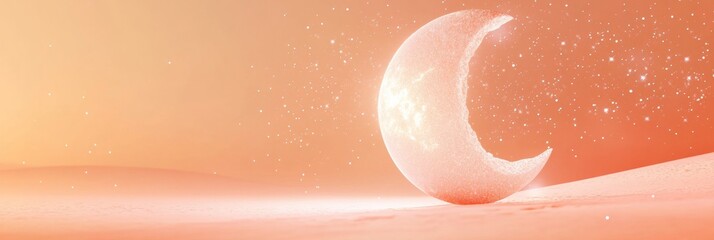 Fototapeta premium Glowing 3D Moon with Soft Sparkles Drifting in Topaz Atmosphere