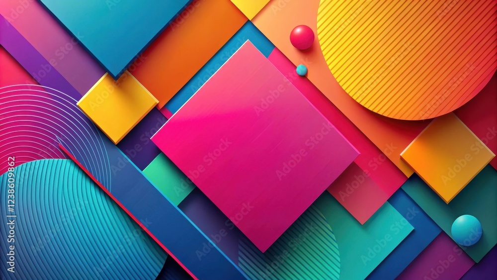 Aufkleber vibrant abstract geometric composition with overlapping shapes and spheres
