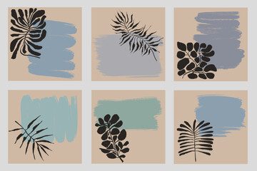 Tropical Foliage Drawing with Brush Abstract Shape. Contemporary Botanical Design for Cover, Wallpaper and Gift Cards