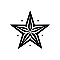 Striking Black and White Geometric Star Graphic: Abstract Symbol, Minimalist Design, Vector Illustration