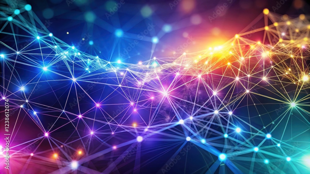 Aufkleber abstract colorful network connections representing global communication and data flow