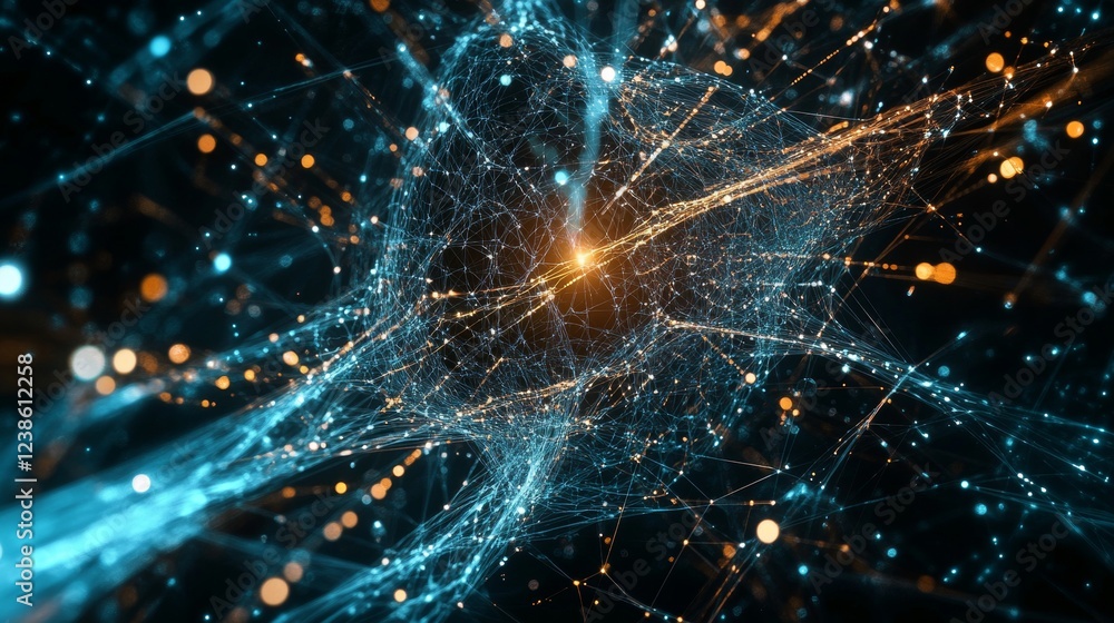 Wall mural futuristic abstraction of a synthetic network showcasing the evolution of artificial intelligence