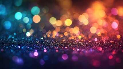 Vibrant and Colorful Bokeh Lights with Sparkling Glitter Effect in a Dreamy Background for Creative and Artistic Design Projects and Presentations