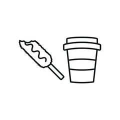 Drink and corn dog set food icon represents a tasty snack combo, perfect for fast food menus, street food designs, and festival-themed illustrations.