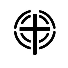 Abstract Religious Symbol: Cross in Circle - Minimalist Christian Design, Hope, Faith, and Spirituality Concept