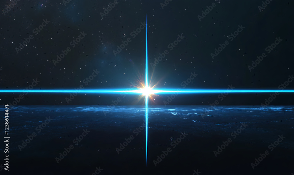 Canvas Prints blue light on the black background-generative ai