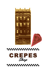 クレープショップのポスターやグッズに最適なイラストレーション
