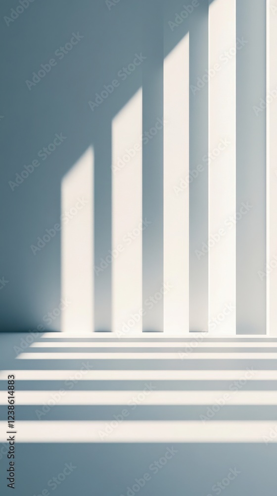 Aufkleber modern architecture featuring stark white columns casting geometric shadows on a minimalist surface,