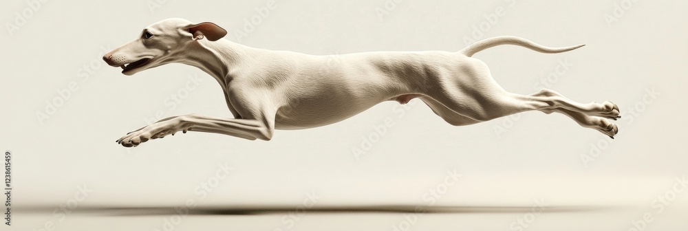 Poster playful 3d whippet dog in jumping pose captured in action