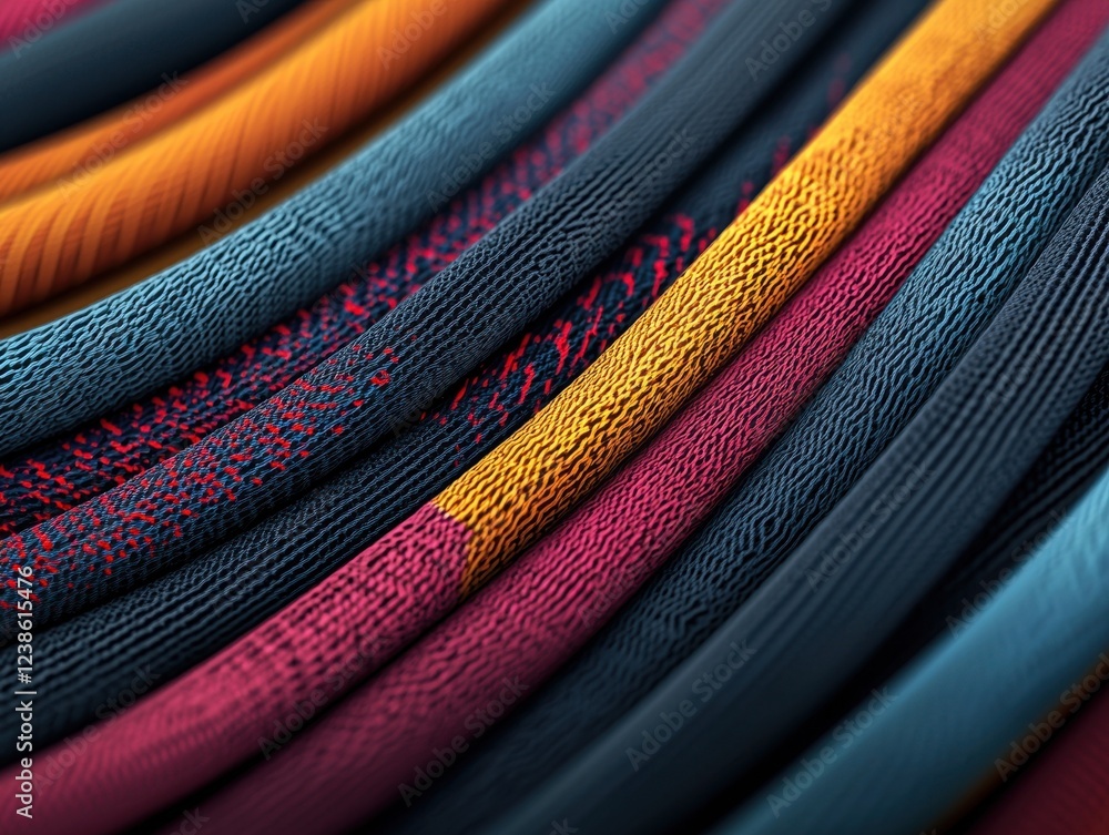 Aufkleber a vibrant collection of textured ropes in various colors, showcasing intricate patterns and dynamic 