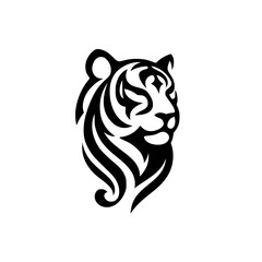 Fototapeta premium Striking Black and White Tiger Head Profile: A Majestic Vector Graphic Design