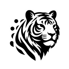 Majestic Tiger Head: Black and White Abstract Wildlife Art.  A powerful symbol of nature, strength, and elegance. Perfect for wildlife enthusiasts and art lovers.