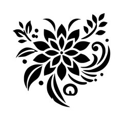 Elegant Black and White Floral Design: Botanical Illustration, Vintage Flower Pattern, Nature-Inspired Decor