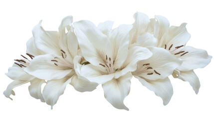 Fototapeta premium Delicate white alstroemeria flowers creating a serene atmosphere on transparent background