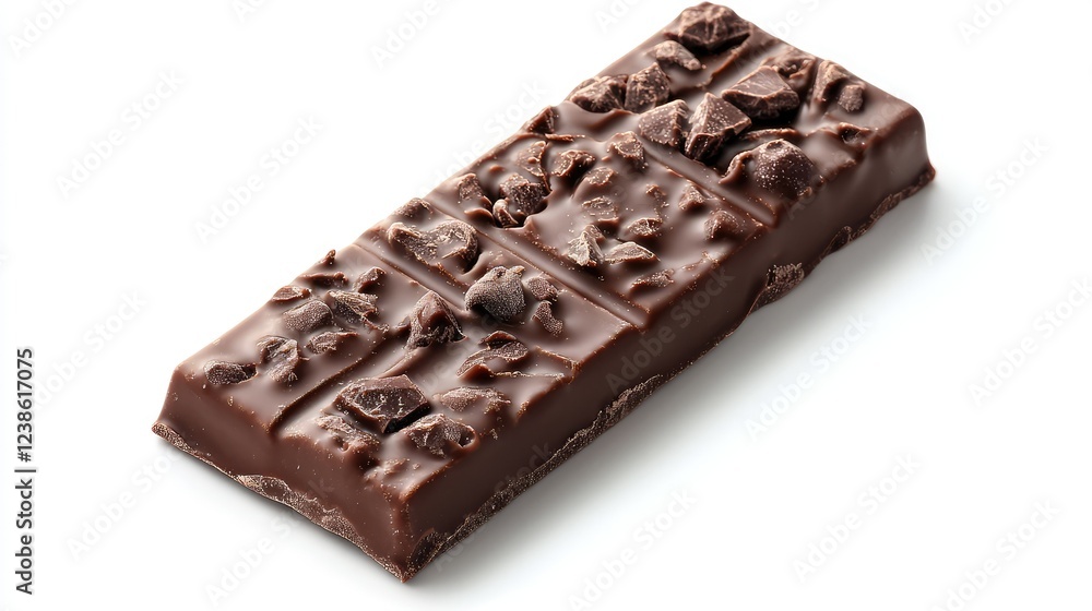 Aufkleber chocolate bar with crispy toppings displayed on a clean surface, highlighting the shiny texture and 
