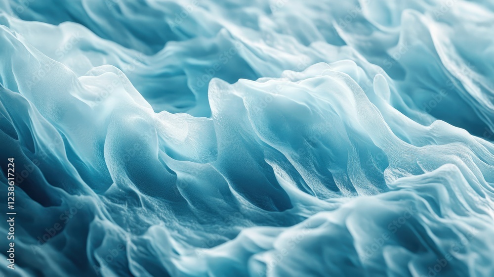 Poster abstract close-up of soft blue waves and flowing textures in motion