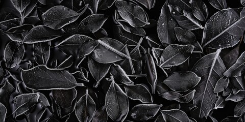 A deep black background featuring minimalist, subtle floating feathers, Ethereal and light design