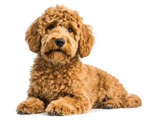 golden doodle dog isolated on clean white background Generative Ai.