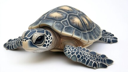 Obraz premium Realistic Handcrafted Turtle Figurine Showcasing Intricate Details and Natural Colors, Ideal for Nature Lovers and Art Enthusiasts