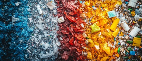 Workers organize plastic waste according to color at a recycling center, emphasizing the importance of proper waste management for environmental health