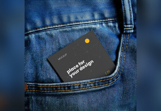 Card Coming out From Jeans Denim Pocket Mockup 02