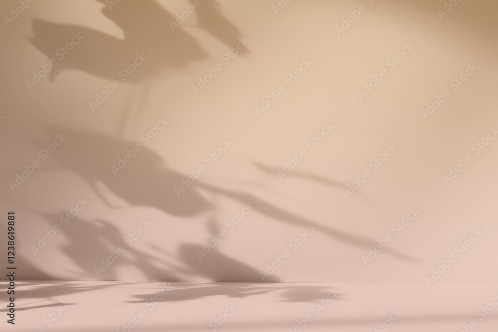 Aufkleber abstract beige color gradient studio background for product presentation. empty room with shadows of