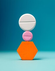 Pharmaceutical balance. Stacked pills symbolizing health and stability