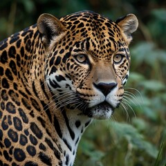 Obraz premium A photo of a beautiful jaguar in a forest.