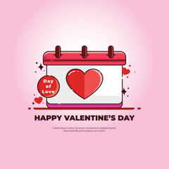 vector valentine's day greeting with calendar concept. vector illustration. Valentine's Day. Can be used for greeting cards, social media purposes, and backgrounds