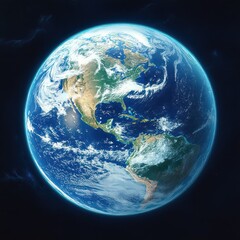 Earth View from Space Realistic Twilight Atmosphere Detailed Continents Oceans Americas Curvature Hyper-Realistic