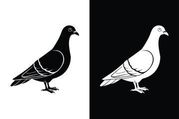 High-Quality Pigeon Bird Silhouette Vector for Designers