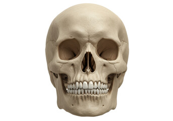 Obraz premium Realistic human skull with detailed features isolated on white background
