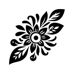 Elegant Black and White Floral Design: Vintage Botanical Flower Illustration, Perfect for Decor, Nature-Inspired Vector Graphic