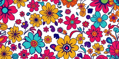 Eclectic Rug with Intricate Floral Doodle Art Patterns