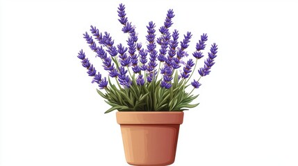 Fototapeta premium Vibrant Lavender Plant in Terracotta Pot with Purple Blossoms