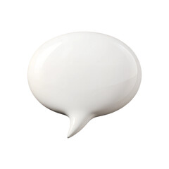 White chat bubble icon. 3d rendering isolated on white background. Cartoon plastic style