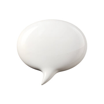 White chat bubble icon. 3d rendering isolated on white background. Cartoon plastic style