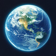 Obraz premium Earth from Space Realistic Twilight Glow Americas