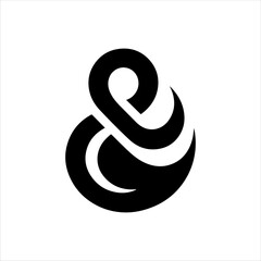 Fototapeta premium Modern ampersand logo silhouette icon vector flat illustration design on white background.