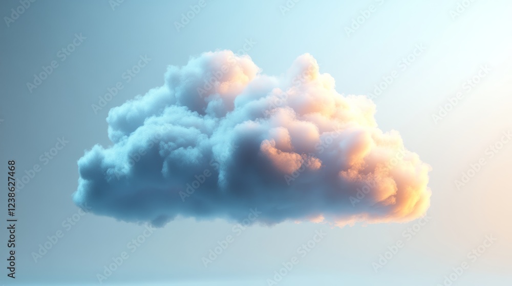 Wall mural soft and fluffy 3d floating cloud in peaceful sky background