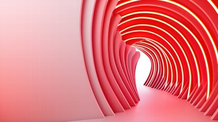 Fototapeta premium Abstract Red Tunnel with Curved Walls and Illuminated Interior Design