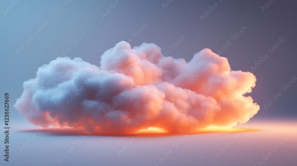 Poster soft fluffy floating cloud in 3d with gentle lighting effects