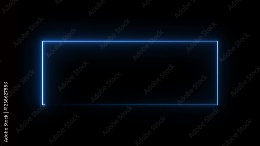 Poster abstract glowing neon rectangle border frame. animated rectangle neon glowing frame background. brig