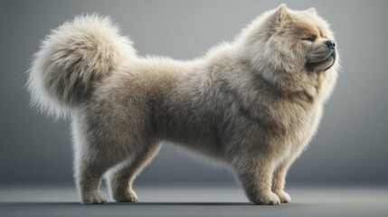 Obraz premium Regal Profile of a 3D Chow Chow with Thick Double Coat in Topaz