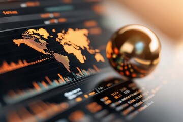Global economy visualization with holographic stock data