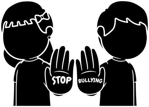stop illustration bullying silhouette abuse logo violence icon aggression outline kid problem bully child awareness school social stress victim shape kids vector graphic background